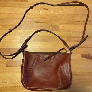Fossil Brown Leather Shoulder Bag with Adjustable Strap
